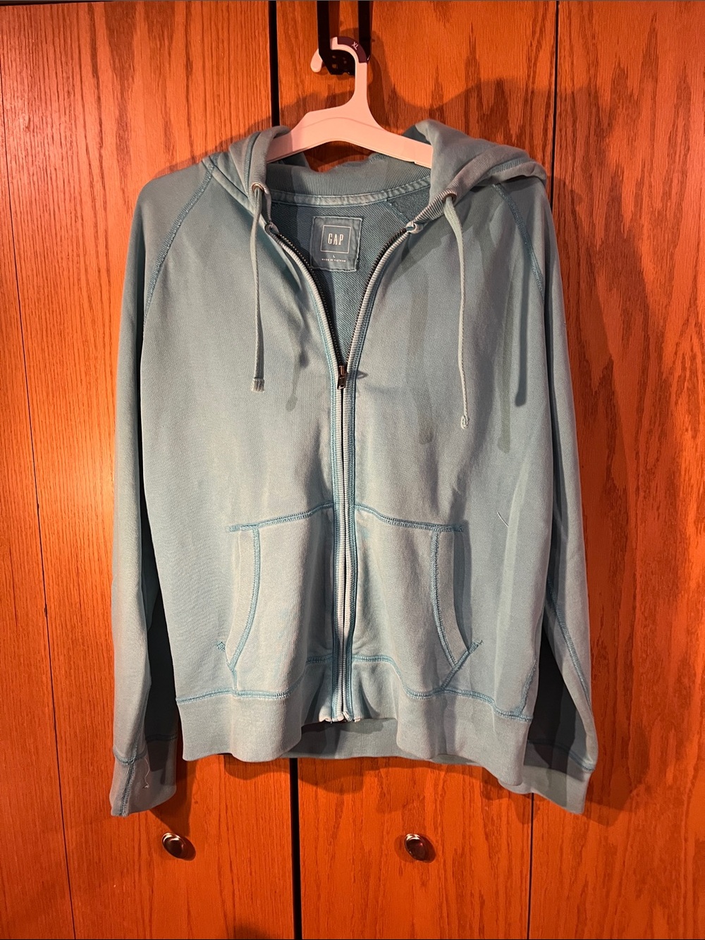 GAP Men’s Light Blue Full-Zip Hoodie Sweater